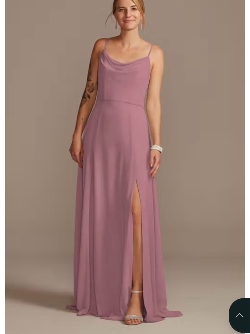 Spaghetti Strap Cowl Neck Maxi Dress in Mauve